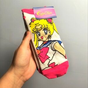 Sailor Moon Pink and White Socks 3 Pair Set Anime New Tags Moon